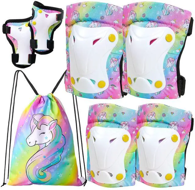 Main image of Knee Pads for Kids with Drawstring Bag for Girls Boys | Adjustable Toddler Knee Pads and Elbow Pads Wrist Guards Protective Gear Set for Skating Cycling Skateboard Scooter