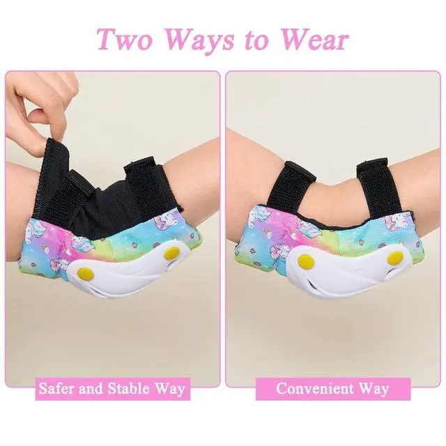 Alt view image 5 of 6 - Knee Pads for Kids with Drawstring Bag for Girls Boys | Adjustable Toddler Knee Pads and Elbow Pads Wrist Guards Protective Gear Set for Skating Cycling Skateboard Scooter