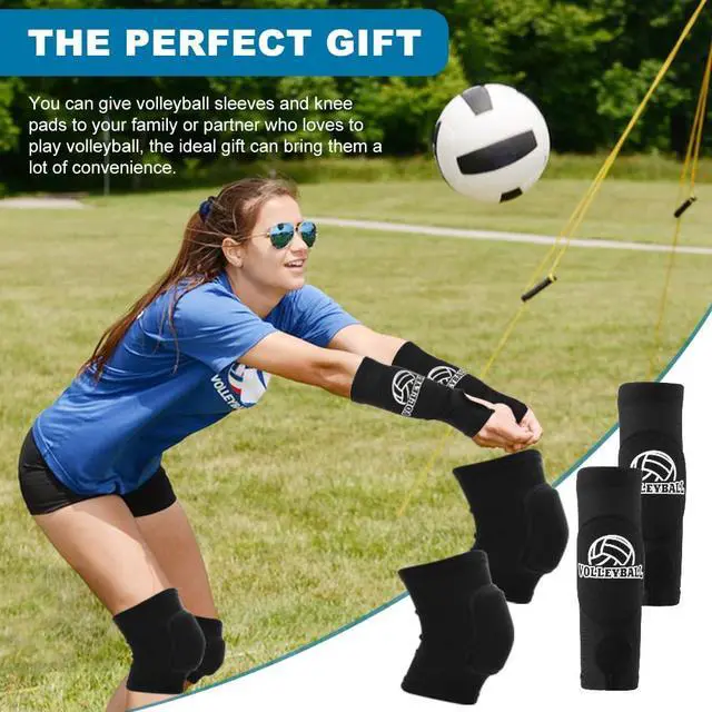 Alt view image 4 of 7 - Volleyball Knee Pads and Arm Sleeves, Forearm Elbow Sleeve Wrist Guard with Thumb Hole Comfortable Kneepads Training Gear Volleyball Accessories Stuff for Girls Beginner(COLOR:Black)
