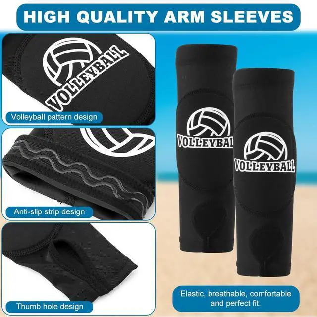 Alt view image 5 of 7 - Volleyball Knee Pads and Arm Sleeves, Forearm Elbow Sleeve Wrist Guard with Thumb Hole Comfortable Kneepads Training Gear Volleyball Accessories Stuff for Girls Beginner(COLOR:Black)