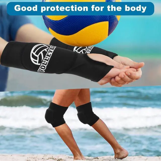 Alt view image 6 of 7 - Volleyball Knee Pads and Arm Sleeves, Forearm Elbow Sleeve Wrist Guard with Thumb Hole Comfortable Kneepads Training Gear Volleyball Accessories Stuff for Girls Beginner(COLOR:Black)