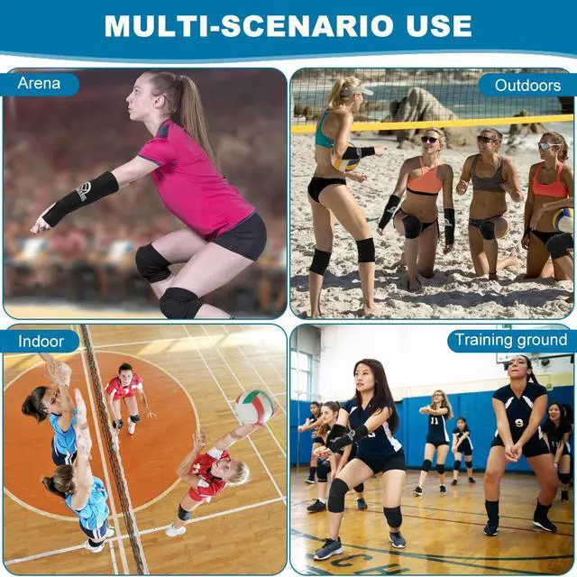 Alt view image 7 of 7 - Volleyball Knee Pads and Arm Sleeves, Forearm Elbow Sleeve Wrist Guard with Thumb Hole Comfortable Kneepads Training Gear Volleyball Accessories Stuff for Girls Beginner(COLOR:Black)