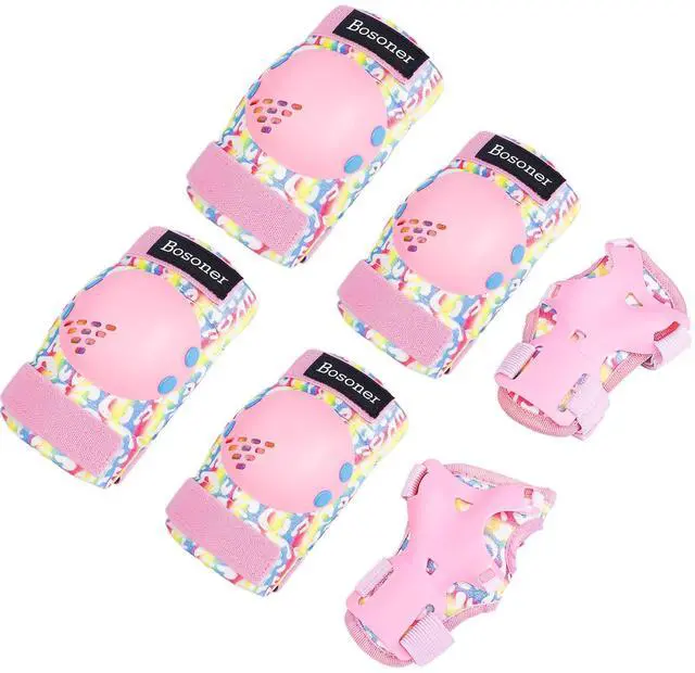 Main image of Skate Knee Pads for Kids: Knee Elbow Pads and Wrist Guards Set for Roller Skating Bike - 6Pcs Safety Protective Gear for Grils Boys