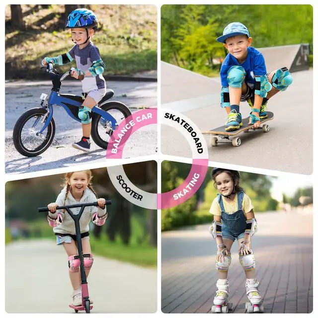Alt view image 4 of 5 - Skate Knee Pads for Kids: Knee Elbow Pads and Wrist Guards Set for Roller Skating Bike - 6Pcs Safety Protective Gear for Grils Boys