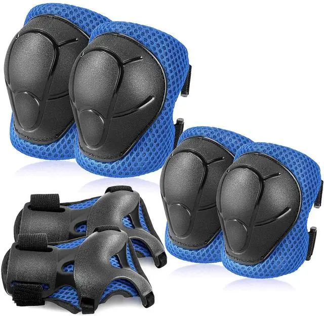 Main image of Basic Kids Protective Gear: Kids Knee Pads and Elbow Pads with Wrist Guards Set for 3-15 Years - Design for Roller Skates, Cycling, BMX Bike, Skateboard, Inline Skating, Scooter Riding Sports