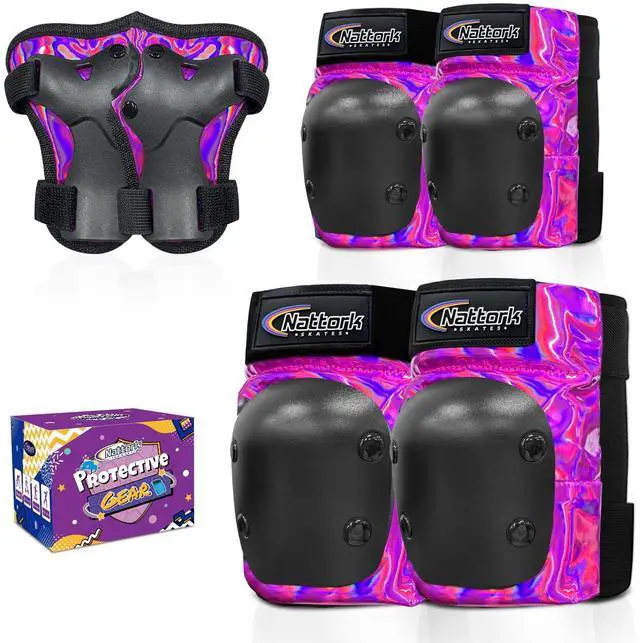 Main image of Knee Pads for Kids Youth AudltKnee and Elbow Pads with Wrist Guards 6 in 1 Protective Gear Set for Skateboard, Roller Skate, Inline Skates, Cycling and Scooter Boys Girls