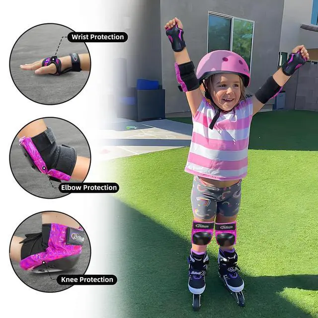 Alt view image 2 of 3 - Knee Pads for Kids Youth AudltKnee and Elbow Pads with Wrist Guards 6 in 1 Protective Gear Set for Skateboard, Roller Skate, Inline Skates, Cycling and Scooter Boys Girls