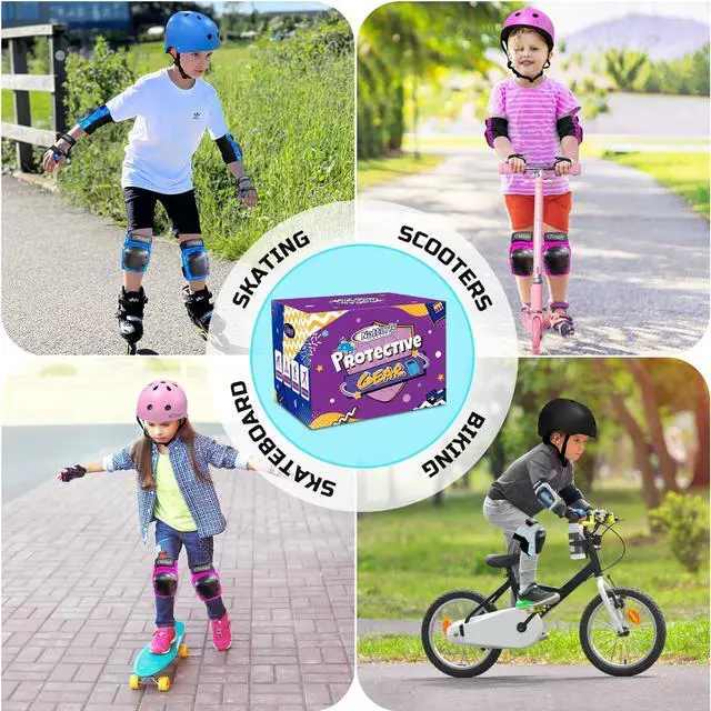 Alt view image 3 of 3 - Knee Pads for Kids Youth AudltKnee and Elbow Pads with Wrist Guards 6 in 1 Protective Gear Set for Skateboard, Roller Skate, Inline Skates, Cycling and Scooter Boys Girls