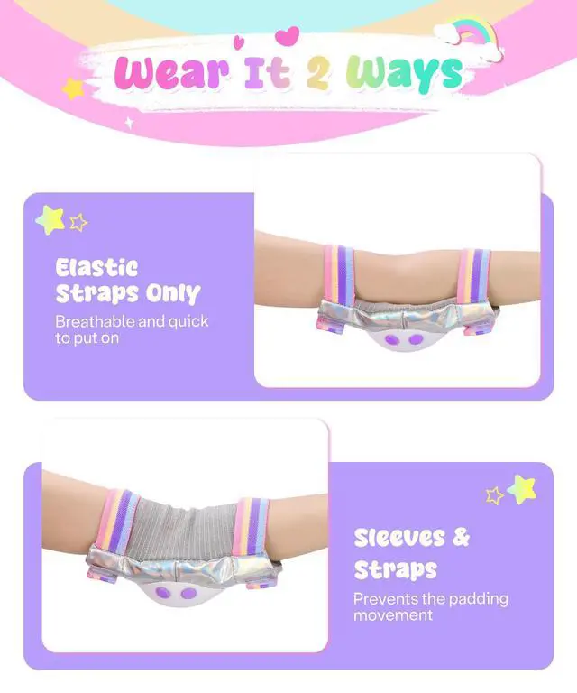 Alt view image 5 of 7 - Girls Knee Pads for Kids, Toddler Knee and Elbow Pads Set | Protective Gear Set with Wrist Guards & Drawstring Bag, Adjustable Fit for Skating, Skateboarding & Biking