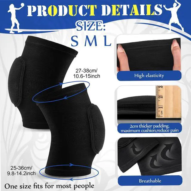 Alt view image 3 of 7 - 4 Pcs Volleyball Knee Pad and Arm Sleeve Volleyball Accessories Stuff Forearm Elbow Sleeve Wrist Guard with Protection Pad and Thumb Hole for Women Men Adult(Medium,Black)