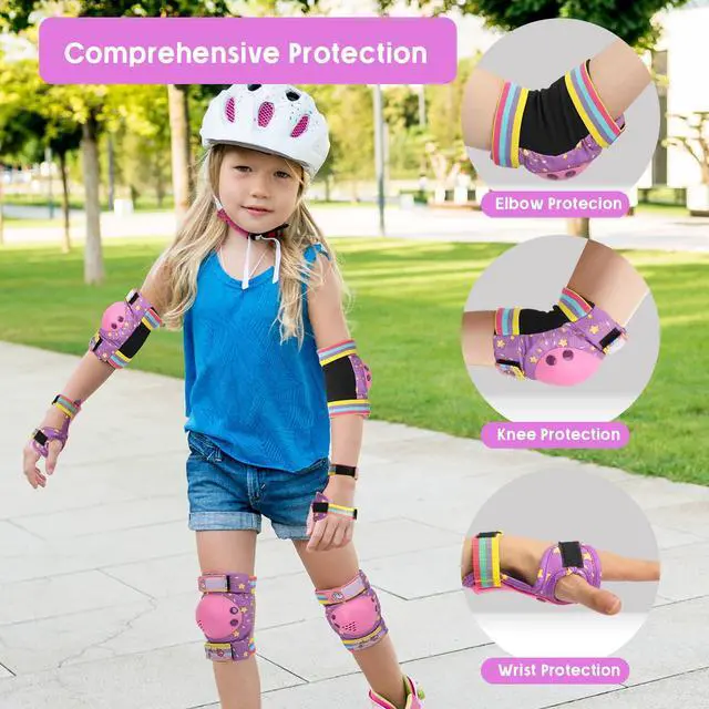 Alt view image 2 of 6 - Kids Knee Pads for Girls Boys Toddler 3-8 Years Old Knee and Elbow Pads | with Wrist Guards Youth Protective Gear Set for Skateboard Cycling Roller Bike Inline Scooter Skating