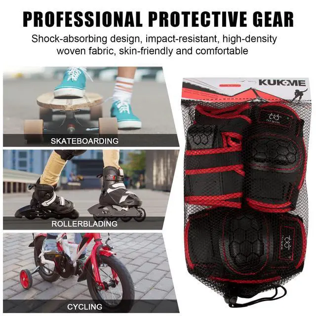 Alt view image 6 of 7 - Elbow and Knee Pads Kids with Wrist Guards Protective Gear for Skateboard Roller Skating Biking Skating Inline Skates Longboarding Derby Riding Scooter