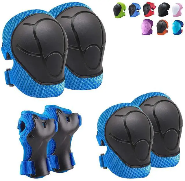 Main image of Toddler Knee Pads and Elbow Pads with Wrist Guards for Kids,Blue S | 3-in-1 knee pads for kids with wrist guards. Kids knee pads and elbow pads for skating, cycling, rollerblading and scooters