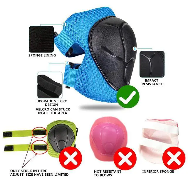 Alt view image 3 of 6 - Toddler Knee Pads and Elbow Pads with Wrist Guards for Kids,Blue S | 3-in-1 knee pads for kids with wrist guards. Kids knee pads and elbow pads for skating, cycling, rollerblading and scooters
