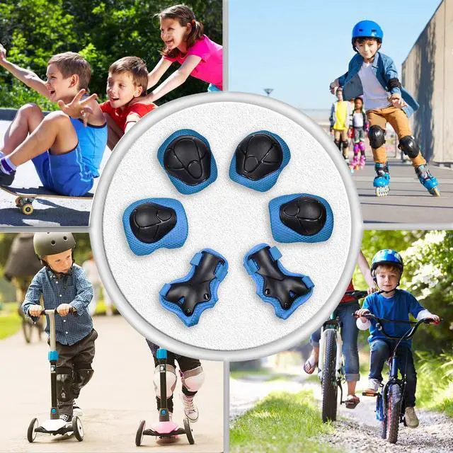 Alt view image 5 of 6 - Toddler Knee Pads and Elbow Pads with Wrist Guards for Kids,Blue S | 3-in-1 knee pads for kids with wrist guards. Kids knee pads and elbow pads for skating, cycling, rollerblading and scooters