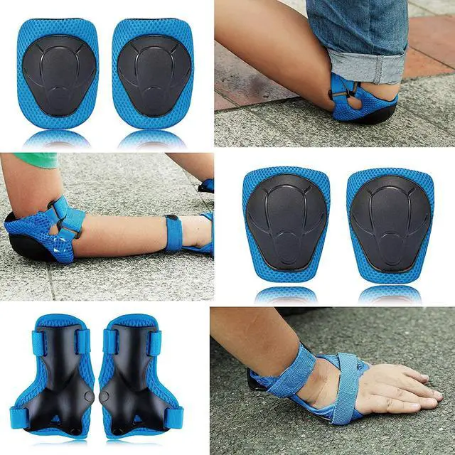 Alt view image 6 of 6 - Toddler Knee Pads and Elbow Pads with Wrist Guards for Kids,Blue S | 3-in-1 knee pads for kids with wrist guards. Kids knee pads and elbow pads for skating, cycling, rollerblading and scooters