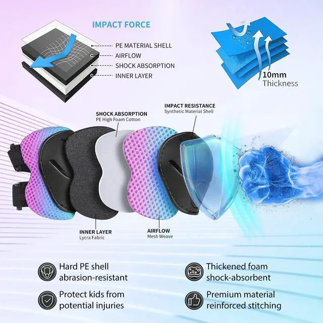 Alt view image 4 of 5 - Skateboard Pads Kids/Youth/Adult Shield Elbow Pads and Wrist Guards Protective Gear,Strong Double Straps&Adjustable Easy-Fix Clips for Skateboarding,Rollerblading,ScooterRoller,Skating,Bicycle