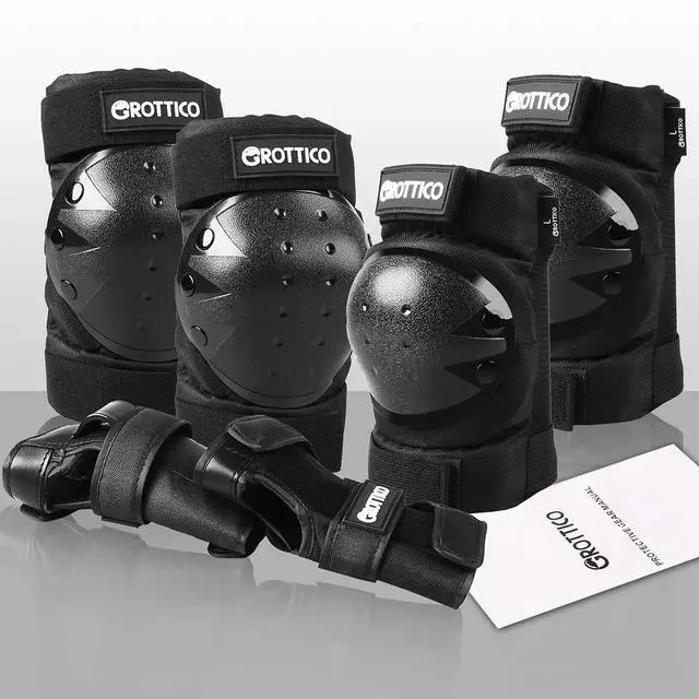 Main image of Adult-Youth-Kids Knee-Elbow-Pads Wrist-Guards - Skateboard Roller Inline Ice Skate BMX Bike Scooter Protective Gear Set