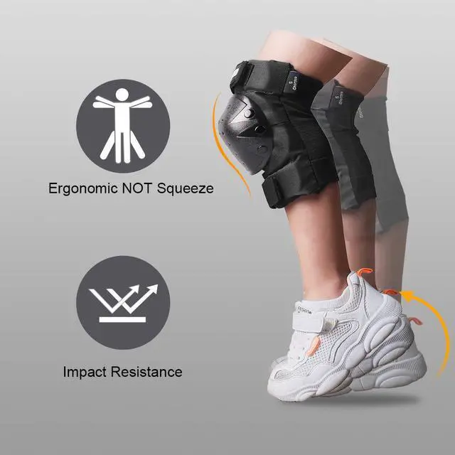 Alt view image 3 of 7 - Adult-Youth-Kids Knee-Elbow-Pads Wrist-Guards - Skateboard Roller Inline Ice Skate BMX Bike Scooter Protective Gear Set