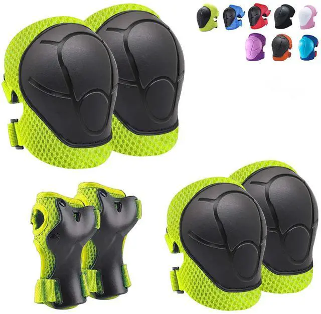 Main image of Toddler Knee Pads and Elbow Pads with Wrist Guards for Kids, Green | 3-in-1 knee pads for kids with wrist guards. Kids knee pads and elbow pads for skating, cycling, rollerblading and scooters