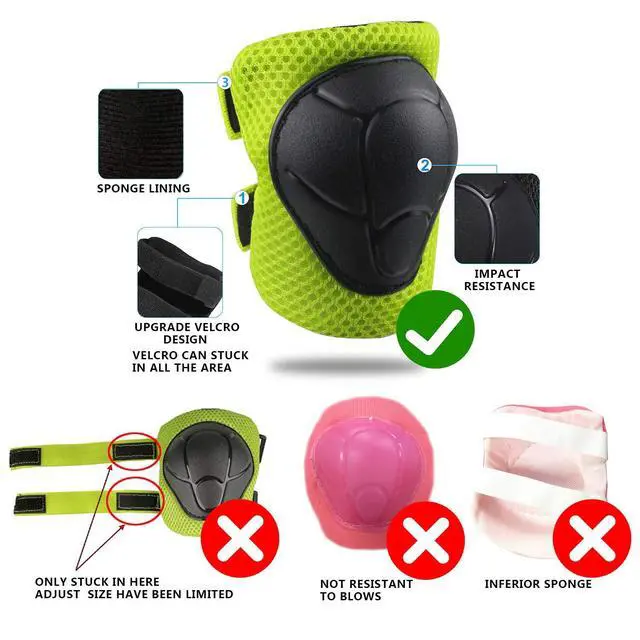 Alt view image 4 of 6 - Toddler Knee Pads and Elbow Pads with Wrist Guards for Kids, Green | 3-in-1 knee pads for kids with wrist guards. Kids knee pads and elbow pads for skating, cycling, rollerblading and scooters
