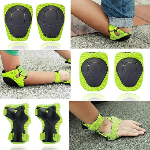 Alt view image 5 of 6 - Toddler Knee Pads and Elbow Pads with Wrist Guards for Kids, Green | 3-in-1 knee pads for kids with wrist guards. Kids knee pads and elbow pads for skating, cycling, rollerblading and scooters