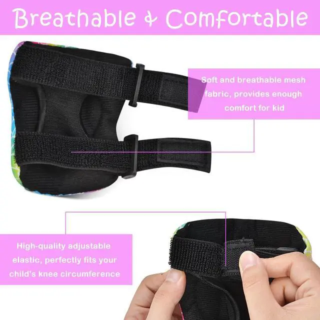 Alt view image 5 of 7 - Knee Pads for Kids Adjustable Protective Gear Set with Mesh Bag Knee Pads and Elbow Pads Wrist Guard for Girls Kids Roller Skates Cycling Skateboard Scooter, 3-8 Years, Mermaid
