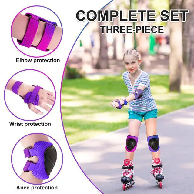 Alt view image 2 of 6 - 3-in-1 Kids Knee/Elbow/Wrist Guards Impact Shell, Breathable, Adjustable 2-14, for Bike/Scooter/Skateboard/Roller