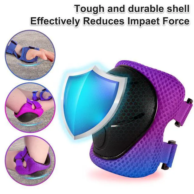 Alt view image 3 of 6 - 3-in-1 Kids Knee/Elbow/Wrist Guards Impact Shell, Breathable, Adjustable 2-14, for Bike/Scooter/Skateboard/Roller