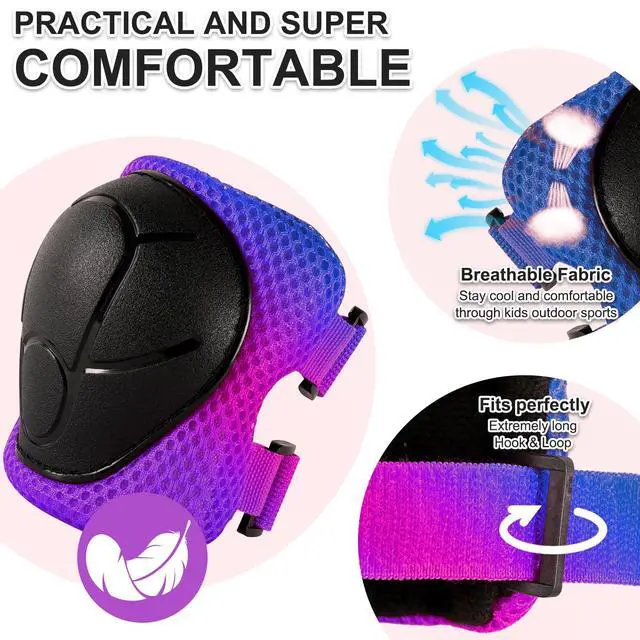 Alt view image 4 of 6 - 3-in-1 Kids Knee/Elbow/Wrist Guards Impact Shell, Breathable, Adjustable 2-14, for Bike/Scooter/Skateboard/Roller