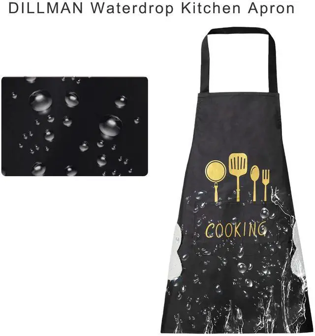 Alt view image 7 of 7 - Women Kitchen Apron with Hand Wipe PocketsBig Pocket,Hand-wiping, Waterproof for Cooking Baking (BLACK)