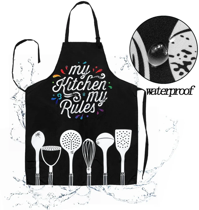 Alt view image 5 of 7 - Adjustable Waterproof Apron, Apron with 2 Pockets Cooking Kitchen Aprons for Women Men Chef, Adult Gifts