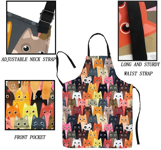 Alt view image 6 of 7 - Adjustable Waterproof Apron, Apron with 2 Pockets Cooking Kitchen Aprons for Women Men Chef, Adult Gifts