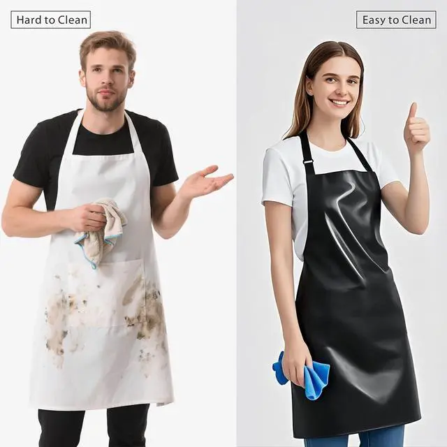 Alt view image 5 of 7 - 2 Pack Waterproof Apron Rubber Vinyl Heavy Duty Aprons for Adults - Chemical Resistant Adjustable Bib 40" Extra Long Industrial Work Apron for Grilling Dishwashing Lab Kitchen Butcher