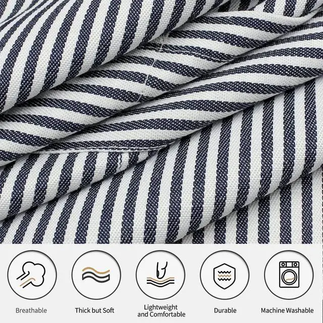 Alt view image 4 of 7 - 2 Pcs Kitchen Cooking Aprons, Poly/Cotton Blend Adjustable Soft Bib Stripe Aprons with 2 Pockets for Women Men Chef (Blue Pinstripes/Black Pinstripes)