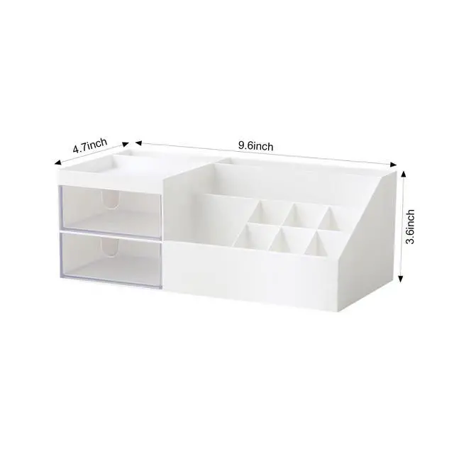 Alt view image 7 of 7 - Cosmetic/Makeup Vanity Organizer Box, Mini Desk Storage for Office Supplies, Bathroom Counter or Dresser, White