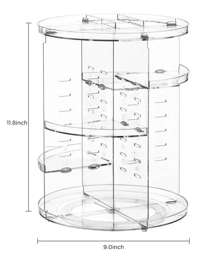 Alt view image 3 of 7 - 360 Rotating Makeup Organizer Adjustable Carousel Large Capacity Revolving Perfume Organizer Skincare Organizers Cosmetic Storage Spinning Holder for Vanity, Clear