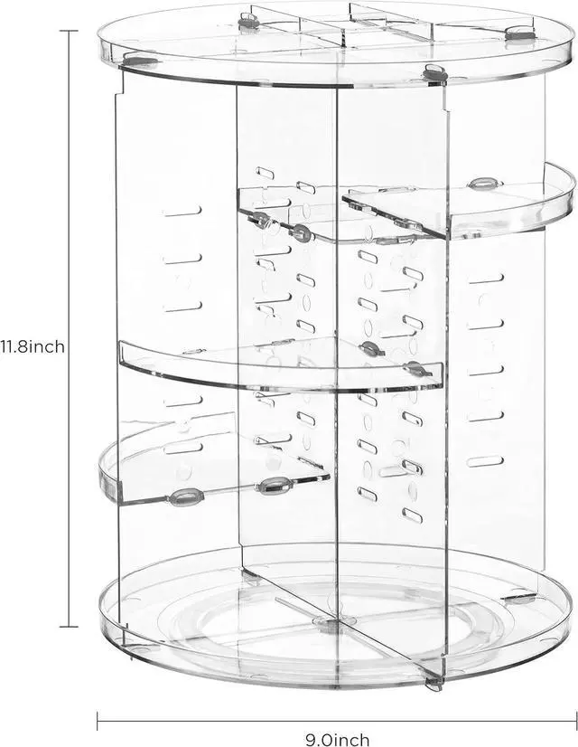 Alt view image 7 of 7 - 360 Rotating Makeup Organizer Adjustable Carousel Large Capacity Revolving Perfume Organizer Skincare Organizers Cosmetic Storage Spinning Holder for Vanity, Clear