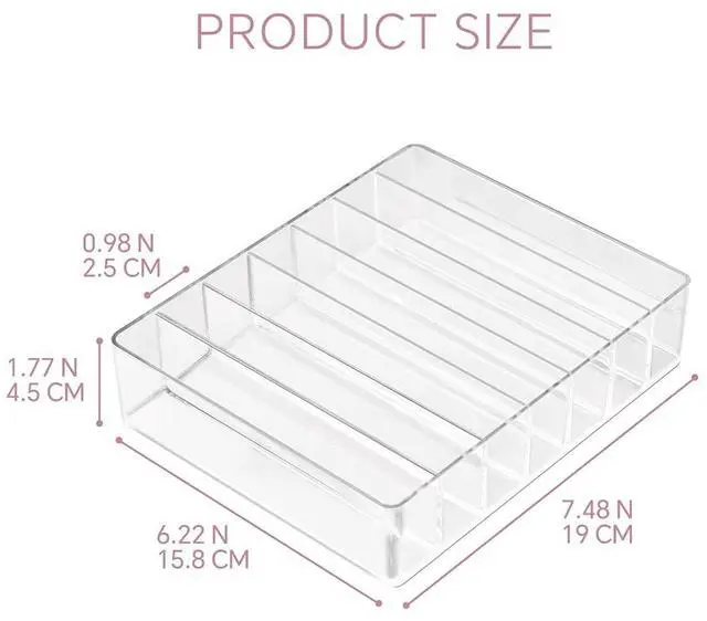 Alt view image 2 of 7 - Clear Plastic Acrylic Makeup Organizer for Makeup Palette Organizer | 7 Slots Cosmetic Organizer for Vanity Countertop & Drawer, Holder for Eyeshadow Palettes, Blushes, Lipstick