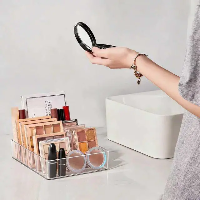Alt view image 3 of 7 - Clear Plastic Acrylic Makeup Organizer for Makeup Palette Organizer | 7 Slots Cosmetic Organizer for Vanity Countertop & Drawer, Holder for Eyeshadow Palettes, Blushes, Lipstick