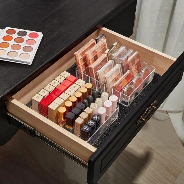 Alt view image 4 of 7 - Clear Plastic Acrylic Makeup Organizer for Makeup Palette Organizer | 7 Slots Cosmetic Organizer for Vanity Countertop & Drawer, Holder for Eyeshadow Palettes, Blushes, Lipstick