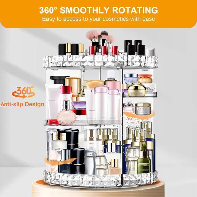 Alt view image 6 of 6 - Makeup Organizer 360 Degree Rotating 7 Adjustable Layers Large Capacity Cosmetic Organizer Transparent Make Up Organizers and Storage