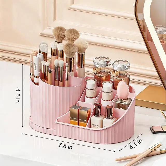Alt view image 4 of 5 - 360 Rotating Makeup Brush Holder Make Up Brushes Organizer, Pink | Spinning Makeup Brush Cup Cosmetics Container Pen Holder Lipsticks Storage for Vanity, Dresser