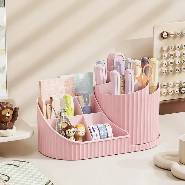 Alt view image 5 of 5 - 360 Rotating Makeup Brush Holder Make Up Brushes Organizer, Pink | Spinning Makeup Brush Cup Cosmetics Container Pen Holder Lipsticks Storage for Vanity, Dresser