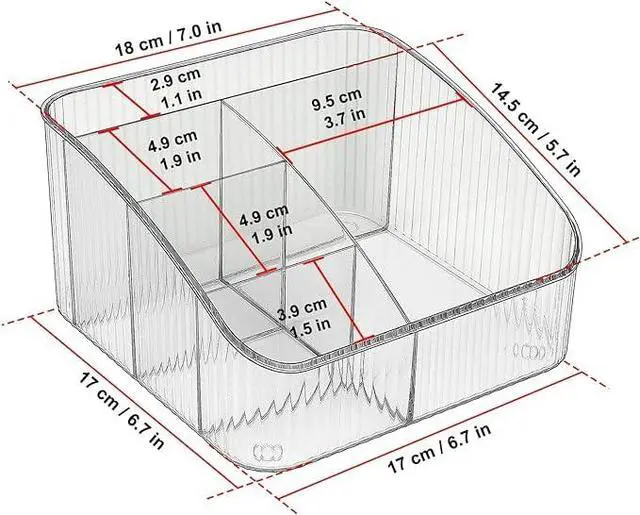 Alt view image 2 of 6 - Makeup Organizer, PET Skincare Organizer with 5-Compartment Cosmetic Storage Makeup Organizer for Desk Wardrobe Bathroom Vanity Countertop, Transparent