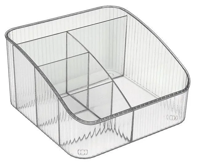 Main image of Makeup Organizer, PET Skincare Organizer with 5-Compartment Cosmetic Storage Makeup Organizer for Desk Wardrobe Bathroom Vanity Countertop, Transparent