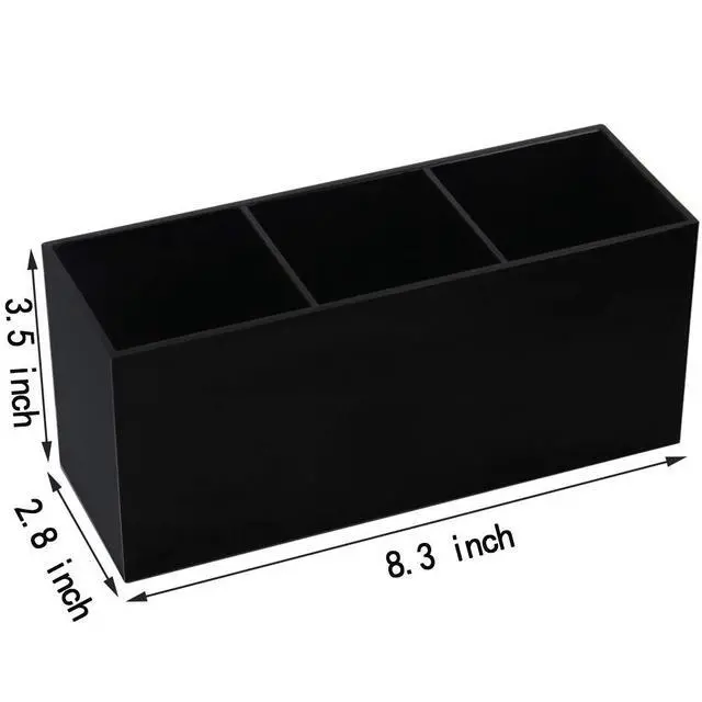 Alt view image 4 of 7 - Black Makeup Brush Holder Organizer, 3 Slot Acrylic Cosmetics Brushes Storage Solution