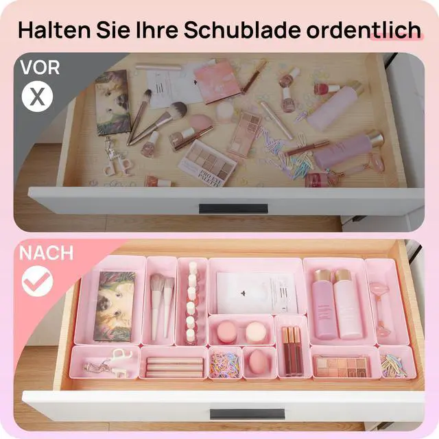 Alt view image 3 of 7 - 25 Pack Plastic Drawer Organizers with Non-slip Rubber Pads | 4-Size Versatile Makeup Organizer, Storage Containers Small Bins for Makeup, Jewelries, Bedroom, Kitchen Utensils and Office