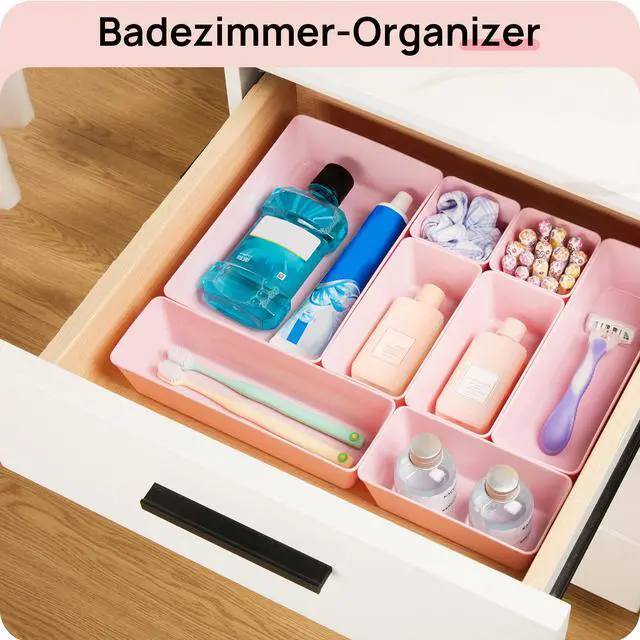 Alt view image 5 of 7 - 25 Pack Plastic Drawer Organizers with Non-slip Rubber Pads | 4-Size Versatile Makeup Organizer, Storage Containers Small Bins for Makeup, Jewelries, Bedroom, Kitchen Utensils and Office