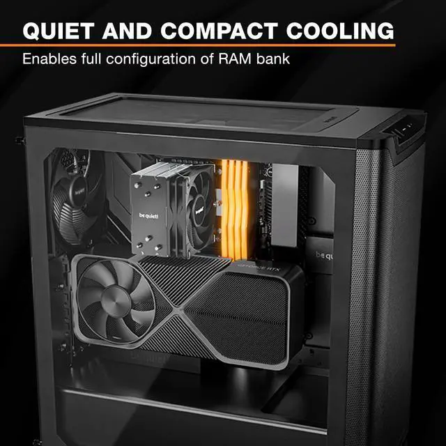 Alt view image 2 of 6 - Pure Rock Slim 3, CPU Cooler, 130 W TDP, 100 mm PWM be quiet! Fan, 3 Heatpipes, Asymmetric Design, Slim Tower